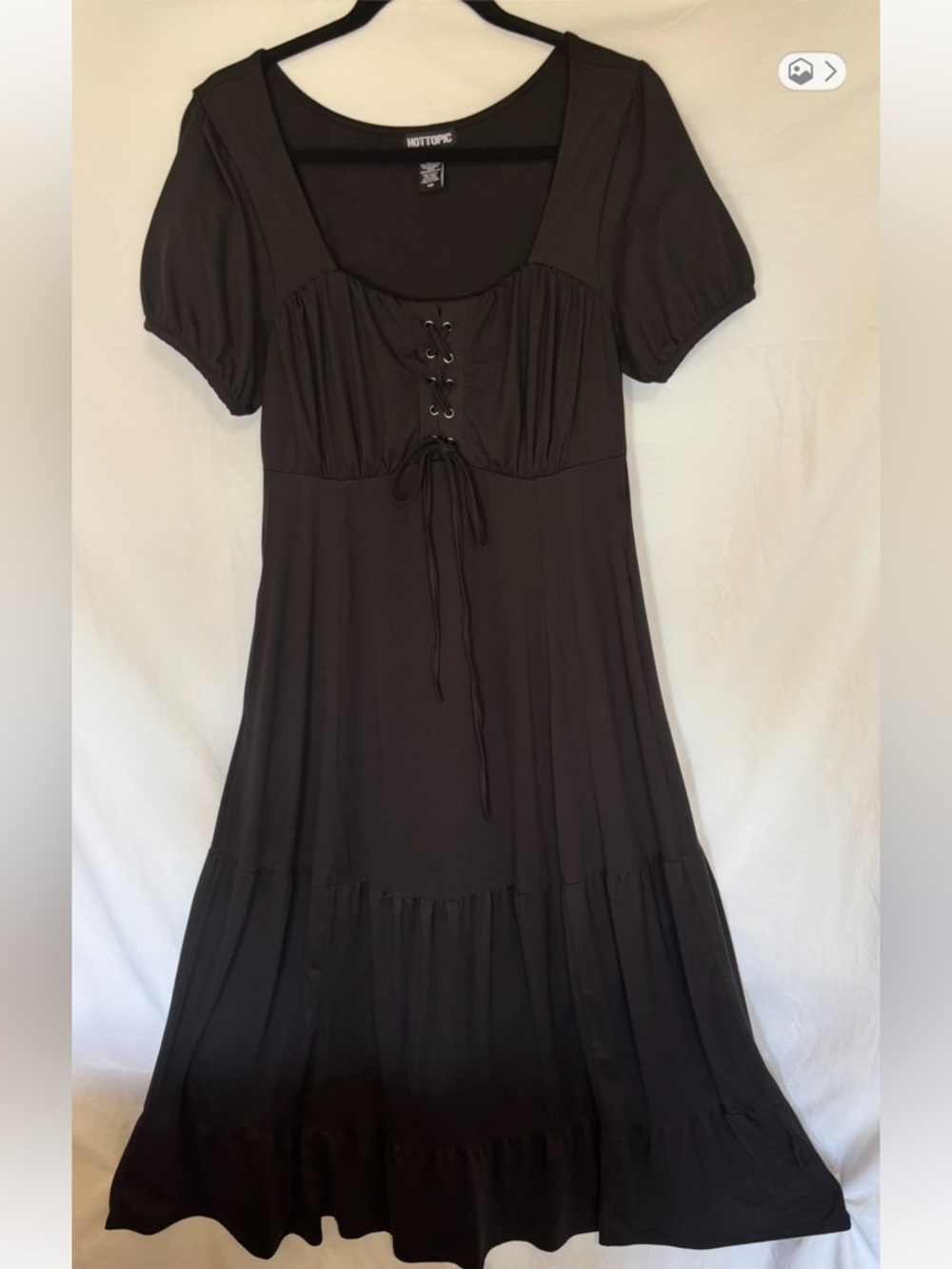 Hot Topic Black Lace-Up Tiered Maxi Dress